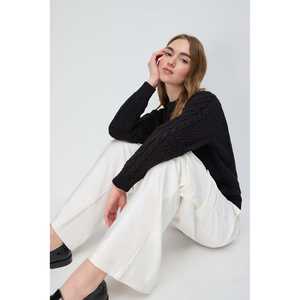 Pull décontracté à col montant en maille tricotée, méthode de tissage non tissé élégante - Product Image 4