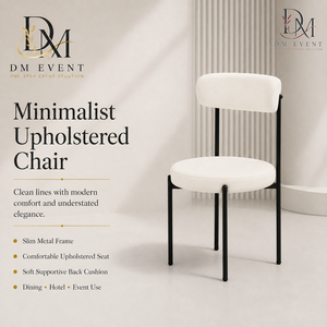 Modern Minimal T Back Black Stainless Steel Wedding <b>Dining</b> <b>Chair</b> with <b>White</b> Cushion for Hotel Banquets Wholesale Seating - Product Image 1