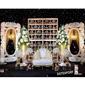 Espléndida Decoración de Escenario para Bodas Estilo Americano, Decoración Moderna con Paredes de Velas, Escenario de Recepción de Bodas Estilo Inglés de Moda - Product Image 1