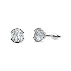 Pendientes redondos con diamantes de 0,30 quilates, diamantes cultivados en laboratorio en platino, regalo de aniversario de boda - Product Image 2