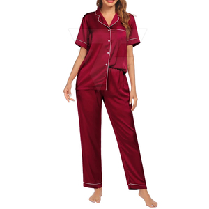 High Quality Lady 2 Piece Flannel Nightwear Nighty Home <b>Clothes</b> Quick Dry Silk Payjama Comfortable Satin Night Suit for Women - Product Image 1