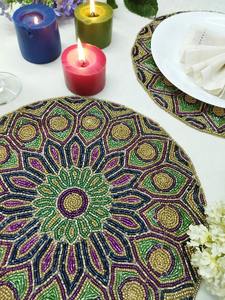 Set de table rond en verre perlé 15 pouces, écologique, moderne et luxueux, pour les fêtes et les mariages - Product Image 4