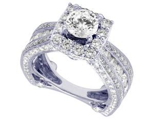 Bague de fiançailles Halo ronde en argent Moissanite en argent S925 bande triple rangée bijoux de mariée de luxe - Product Image 2