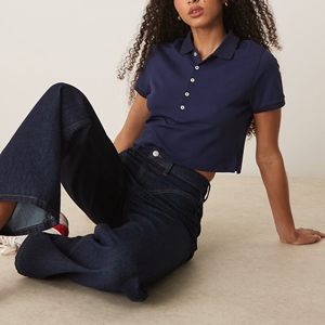 Chemise pour femme en coton 100% poids lourd, 300 GSM, 5 boutons, coupe classique, logo imprimé sur écran personnalisé, appliques d'été - Product Image 6