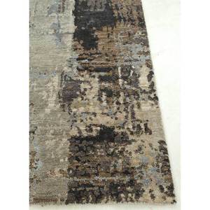 Alfombra Kavi Gris y Negra Anudada a Mano de Lana y Seda de Bambú, Diseño Abstracto Moderno en 3D para Sala de Estar - Modelo Esk-439 - Product Image 4