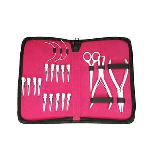 Servicio OEM personalizado mejor precio blanco rosa rebordear alicates Kit de calidad de acero inoxidable Kit de herramientas de extensión de cabello para el cabello - Product Image 1