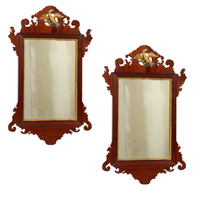 Miroir mural en verre Art Déco européen avec cadre en bois massif naturel, écologique et durable pour la décoration de salon et de maison