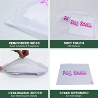 Emballage de colis biodégradable avec logo personnalisé, vêtements, PLA, PBAT, certifié GRS, sacs à fermeture éclair, glissière, imperméable, emballage de vêtements