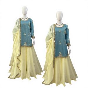 Conjunto Sharara de Seda Fendy Pura, Hermoso y Elegante, Estilo Indio-Pakistaní, para Fiestas, Bodas y Uso Casual, para Mujer - Product Image 1