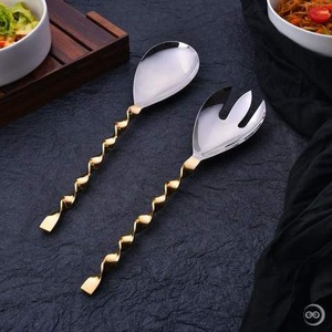 Ensemble de service à salade en acier inoxydable durable avec contours lisses et style moderne pour un service alimentaire pratique et élégant - Product Image 2