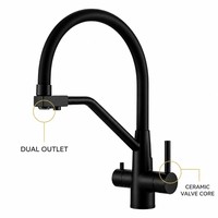 Robinet de cuisine à double sortie, rotatif, avec cartouche céramique, en cuivre électrolytique, commande par clé, résistant à la corrosion