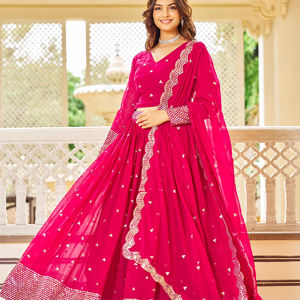 Último diseñador Faux Georgette bordado secuencia trabajo Lehenga Choli por Fab Zone - Product Image 1