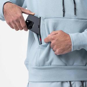 Venta al por mayor Pullover 360gsm Sudaderas con capucha personalizadas Bolsillo de canguro con un bolsillo interno con cremallera Sudaderas con capucha de gran tamaño para hombres - Product Image 4