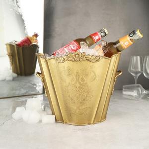 Hielera de Lujo con Acabado Dorado, Enfriador de Hielo, Elegante Accesorio de Bar para Fiestas en Casa, Clubes, Hoteles, Elegante, Duradero y de Primera Calidad - Product Image 1