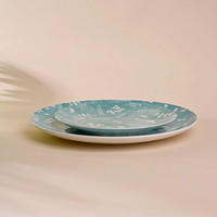Service d'assiettes de luxe moderne en porcelaine Darla écologique bleu ciel – Design haut de gamme, résistant au lave-vaisselle, commande en gros
