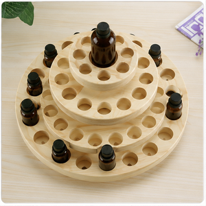 Wooden Essential Oil <b>Storage</b> <b>Rack</b> 3-Layer Round 7.8 Inches 360 Rotating Standing Type Minimalist Design for Bathroom Use - Product Image 2