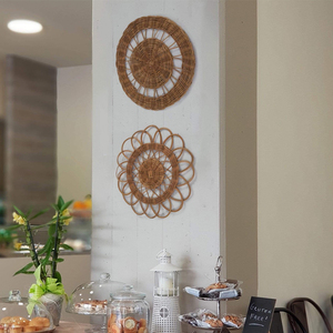 Napperon rond en rotin en forme de fleur au toucher naturel (ensemble de 4) tapis de Table à manger pour la cuisine, la décoration de la maison et l'affichage - Product Image 2