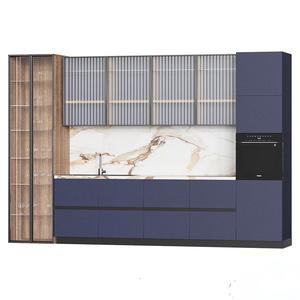 ตู้ครั<span class=keywords><strong>ว</strong></span>สไตล์เชคเกอร์สีน้ำเงินกรมท่าสุดหรูจาก KEJIA ตู้ครั<span class=keywords><strong>ว</strong></span>รูปตัวยูเคลือบเงาสำหรับการปรับปรุงบ้านสมัยใหม่ - Product Image 1
