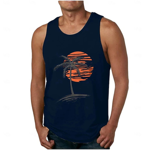 Best Selling <b>Men's</b> Summer Fitness Sleeveless <b>Vest</b> | 3D Printed Sun Pattern Tank Top | Gym Shirt | Casual Breathable Workout Wear - Product Image 2