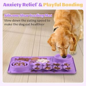 <b>Silicone</b> licking <b>mat</b> for pets slow feeder pad promotes calm feeding aids digestion safe durable dishwasher safe non slip surface - Product Image 6