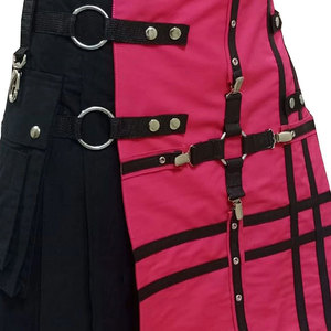 กิ๊ตส์สก็อตติชสีดำแฟชั่นสีชมพูร้อนแรงสำหรับผู้ชาย รุ่นใหม่  แบบมีช่องใส่ของด้านหน้า ทำด้วยมือ - Product Image 5