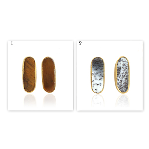 Boucles d'oreilles minimalistes en opale dendritique plaquées or pour femmes, faites à la main, pour tous les jours - Product Image 3