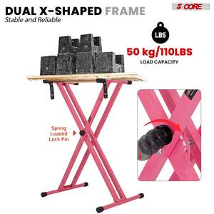 5 Core Keyboard <b>Stand</b> Dual X Shape Adjustable Foldable Portable Key Board DJ <b>Controller</b> <b>Stands</b> - Product Image 4