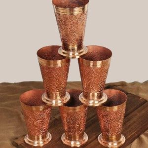 Custom Wholesale Eco-Friendly Copper Hammered Polished Drinkware <b>Tumbler</b> 12 OZ with Straw Lid for Bars Kitchen Use Best Quality - Product Image 4