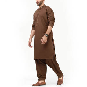Shalwar kameez en coton de couleur marron pour homme, ensemble de Style décontracté pour garçon - Product Image 2