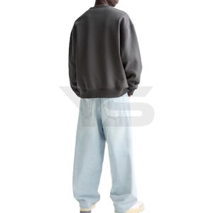 เสื้อสเวตเตอร์คอกลมสำหรับผู้ชายเสื้อสเวตเชิ้ตโอเวอร์ไซส์ผ้าคอตตอน100% ดีไซน์เรียบสเวตเชิ้ตใส่เล่นแนวสตรีทสำหรับผู้ชาย - Product Image 5