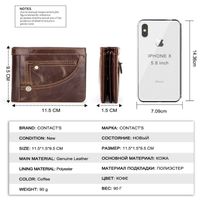 Dompet Kulit Asli Pria Motif Permen, Bukaan Terbuka, Ukuran 5 Inci, Kantong ID Lipat Pendek, Kancing Multifungsi, Rivet |   Mode yang Tahan Lama