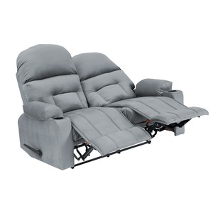 Chaise inclinable à double cinéma en velours gris NZ80 professionnel populaire avec porte-gobelet pour les cinémas à domicile - Product Image 4