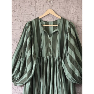 Vestido Maxi Verde a Rayas, Estilo Gótico-Elegante, Diseño Personalizado, Cintura Imperio, Transpirable, Talla 5XL, para Citas, Fiestas y Vacaciones - Product Image 4