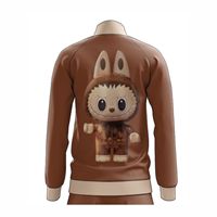 Survêtement en molleton imprimé Labubu, motif graphique audacieux, coupe ajustée, 100 % coton, haute qualité, respirant, design anime, idéal pour l'hiver