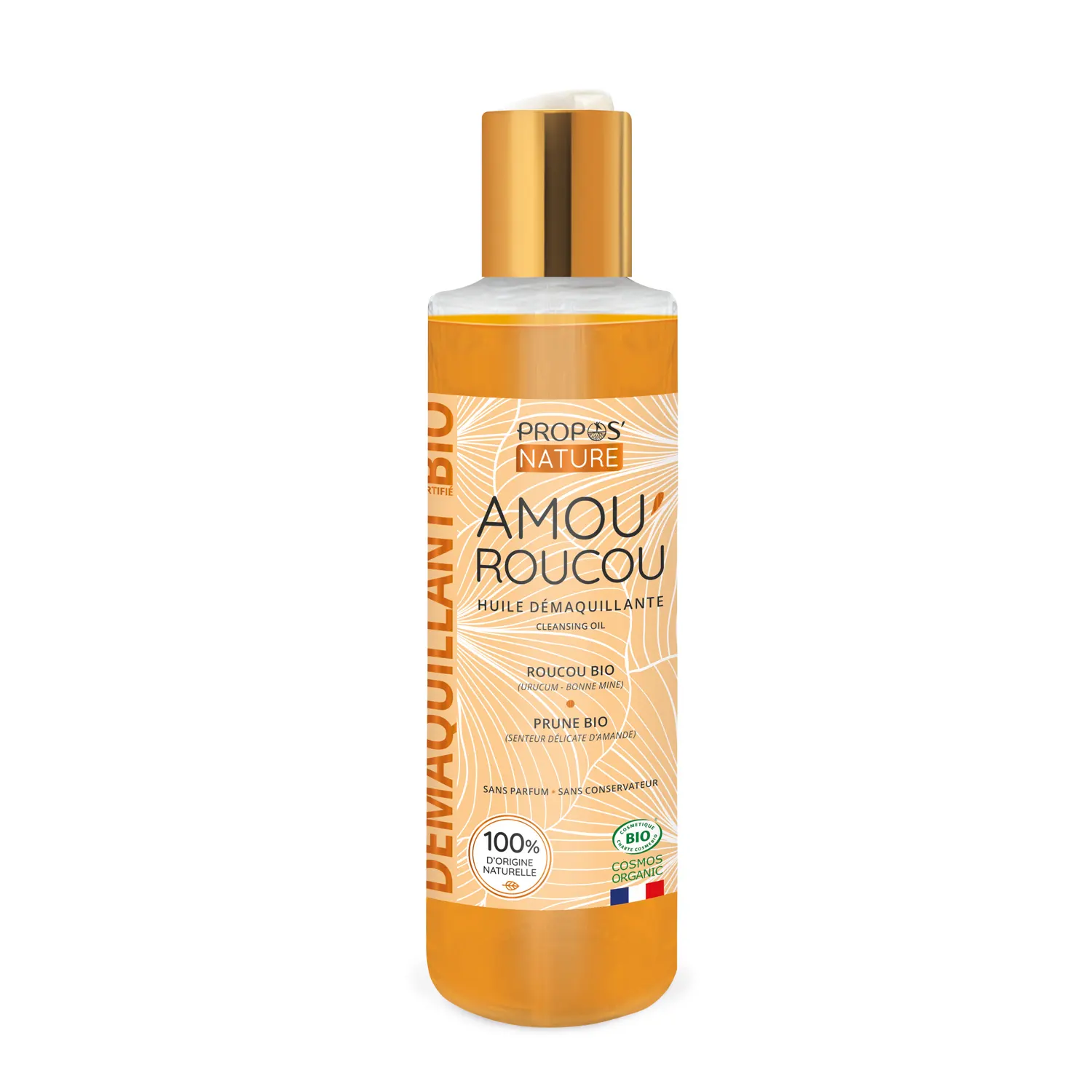 Rimozione trucco olio Amou'Roucou-Urucum-vitamina E-Beta-carotene-radianza pelle-Antiaging-prolunga abbronzatura-organico-125ml