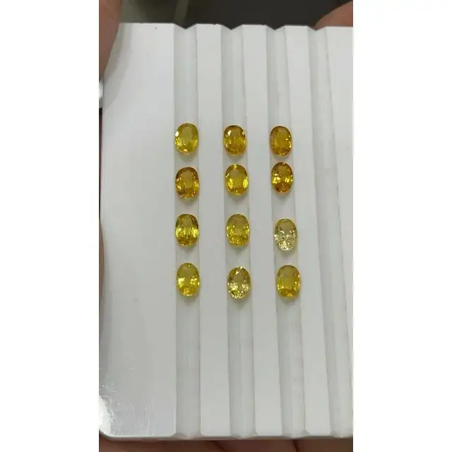 Kualitas Terbaik batu safir kuning longgar terkalibrasi potongan Oval batu permata kuning harga longgar