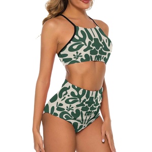 2026 Latest Design Beach Were <b>Set</b> Eco Friendly Spandex Nylon Vibrant Flower Pattern & Anti UV Protection Women <b>Bikini</b> <b>Set</b> - Product Image 4