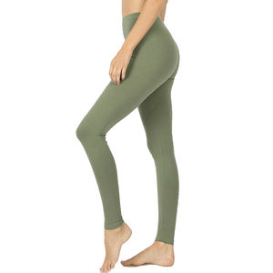 Leggings hasta el tobillo para mujer, hechos a medida al por mayor, pantalones elásticos de spandex/poliéster, para yoga, gimnasio, color sólido, alta calidad, antibacterianos - Product Image 1