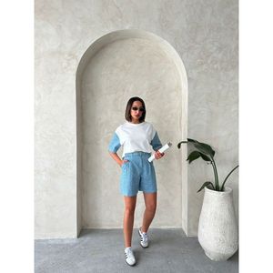 <b>Sequined</b> Denim <b>Shorts</b> - PINK - Product Image 5
