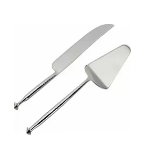 Ensemble couteau et serveur pour gâteau de mariage en acier inoxydable plaqué argent - Product Image 5
