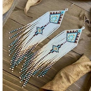 Drop Earrings Glass Seed Bead Earrings for Women Long Tassel Bohemian Style Drop Tassel Jewelry for Wedding and Anniversary - Product Image 3