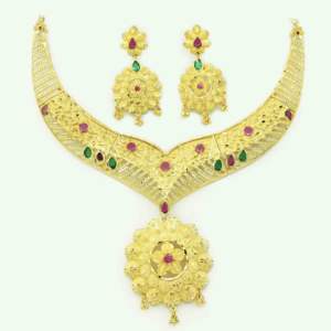 Collares de Moda Chapados en Oro de 14K, 18K y 24K al por Mayor, Conjunto de Joyería India con Diseño Floral, Collares Cortos de Latón Rellenos de Oro - Product Image 3