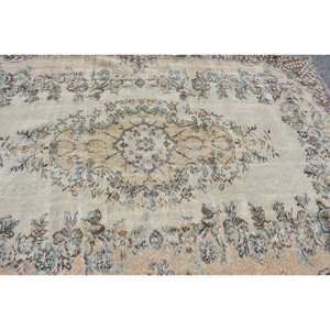 Alfombra clásica de lana de 5,8x9,5 pies, beige, marrón, diseño de retazos turcos Vintage, Tabriz Rectangular de látex para mesita de noche, alfombras Vintage - Product Image 5