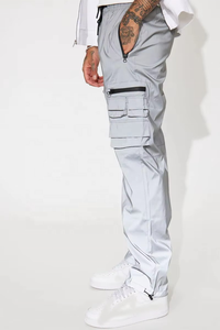 Nylon <b>Waterproof</b> Elastic Waist Multi Pocket Drawstring Straight Leg Casual Bottoms Outdoor Utility <b>Trousers</b> men's pants Supplier - Product Image 3