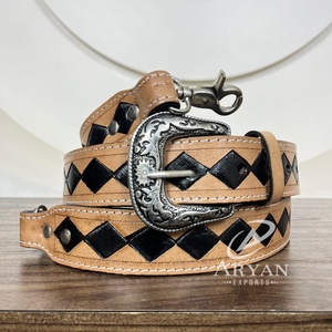 Bandoulière en cuir usiné à la main multifonction réglable personnalisée Sangles de sac en cuir véritable à carreaux pour unisexe - Product Image 1