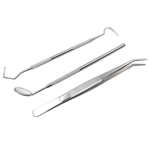 3 Pcs Dental Examination Kit Basic Hygiene Tweezer Mirror Explorer <b>Cleaner</b> Tool Wholesale Examination Set Oral Hygiene Tools - Product Image 3