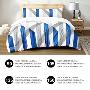 Set copripiumino moderno a righe in 100% poliestere, 3 pezzi, con lenzuolo con angoli e federa, lavabile, biancheria da letto di lusso per la casa - Product Image 5
