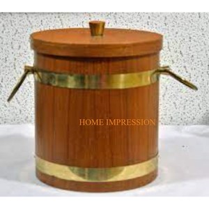 Cubo de hielo de vino de vidrio transparente con asas de metal pulido dorado Cubo de hielo de vino de gran tamaño hecho a mano de la mejor calidad a buen precio - Product Image 4