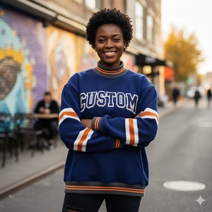 Sweat-shirt décontracté d'hiver surdimensionné à col montant pour femme, imprimé sur mesure, sans doublure, écologique, pour adulte - Product Image 3