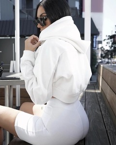 Sudaderas con capucha recortadas de estilo coreano para mujer, sudaderas con capucha de algodón de alta calidad - Product Image 6